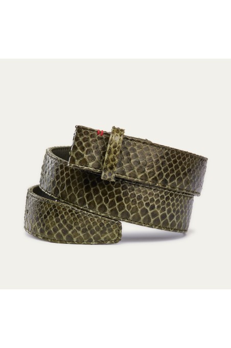 Claris Virot - Ceinture Python - Dark Kaki