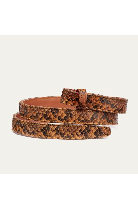 Ceinture Baby Python - Claris Virot - Moka - Python Ceinture Baby Python - Claris Virot - Moka - Python